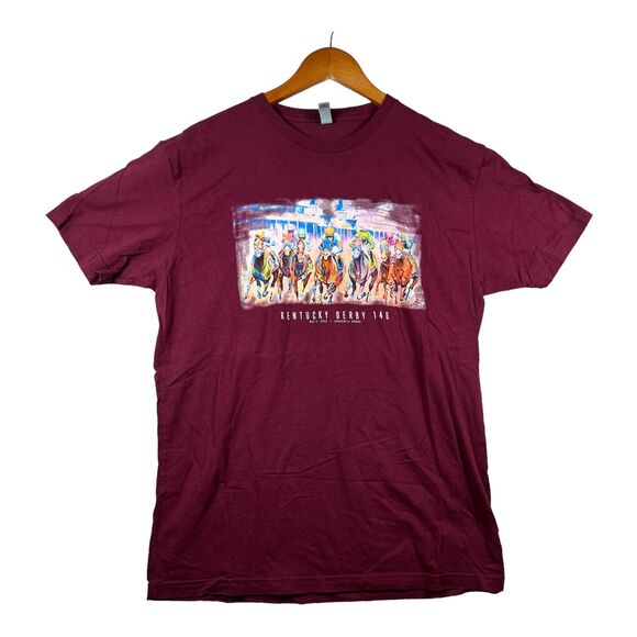 Kentucky Derby The Run for the Roses Downs 148 Red Race Horse Racing Shirt L - Picture 1 of 3